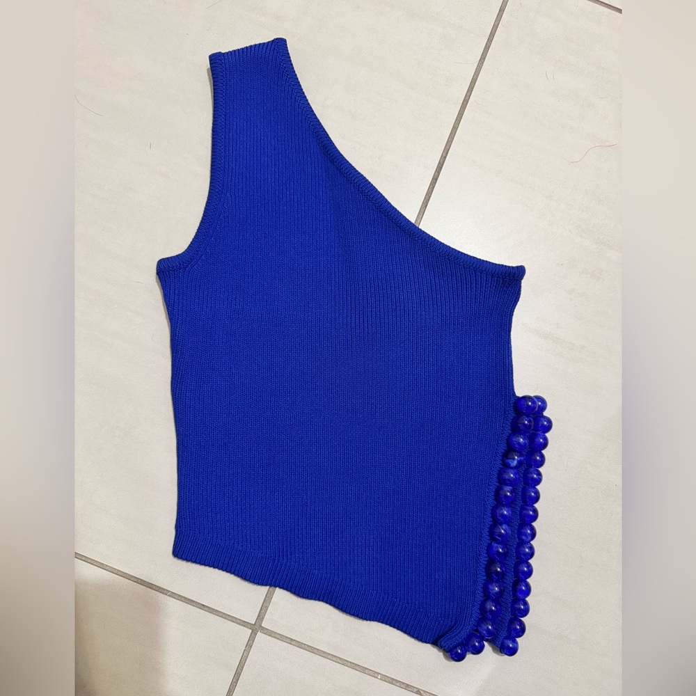 Zara asymmetrical knit ball top